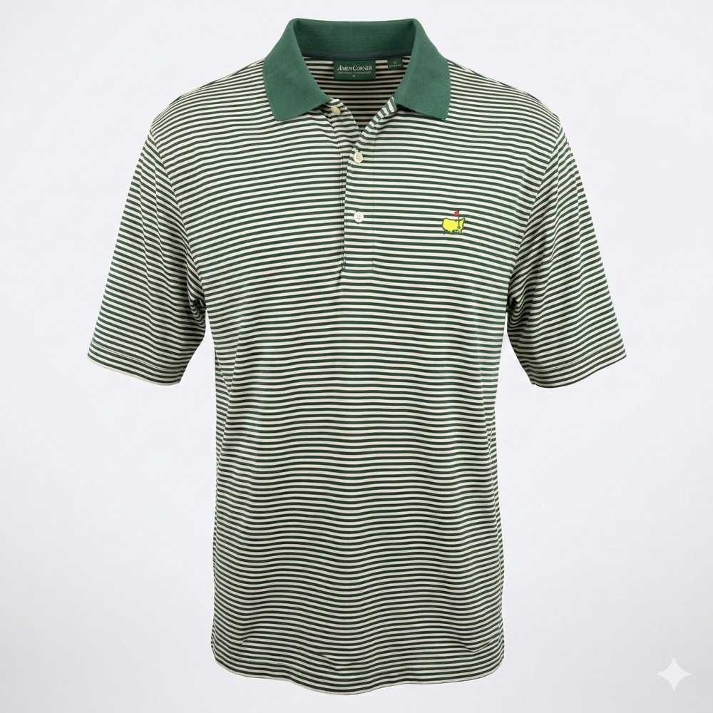 Vintage Masters Amen Corner Polo Shirt XL Green Stripe Bobby Jones Augusta Golf